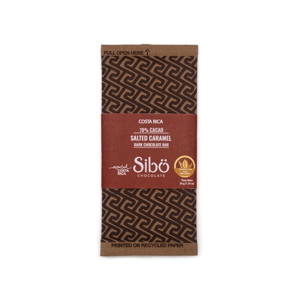 Sibo Salted Caramel Bits in 70% Single Origin Dark Chocolate Bar - 50 grams
